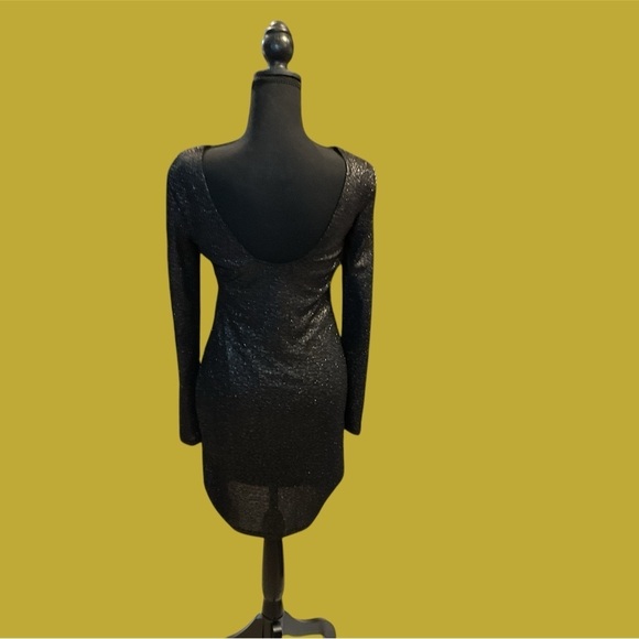 JENNIFER LOPEZ BLACK GLITTER SCOOP BACK MINI DRESS FOR FORMAL SIZE XS - Picture 2 of 4